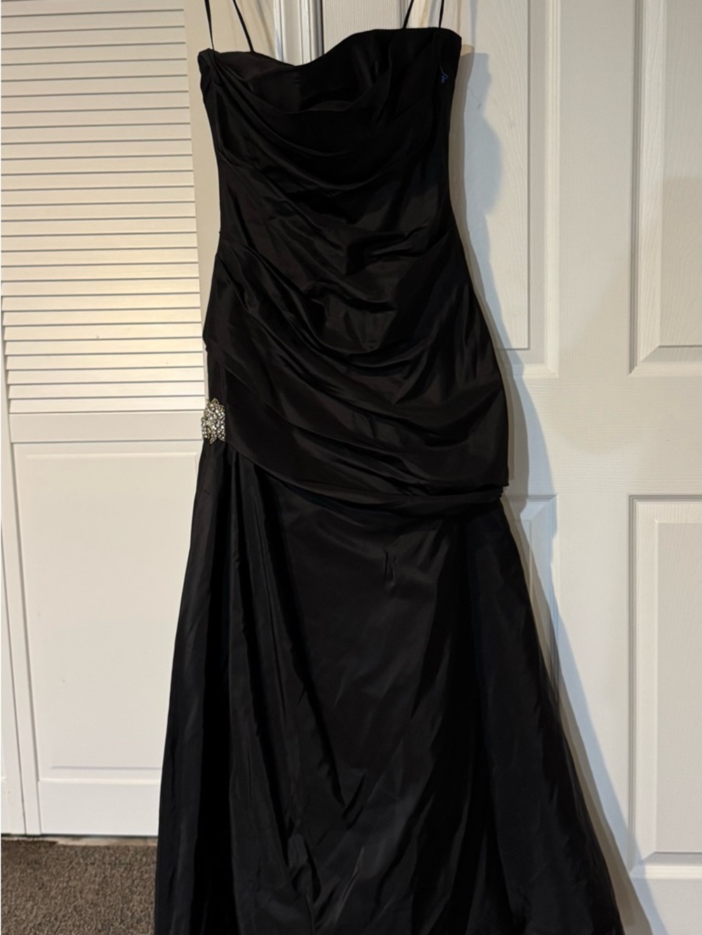 Amsale Black Strapless Evening Gown with Spaghetti Straps - Picture 2 of 13